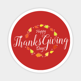 Happy Thankgiving day in white design Magnet